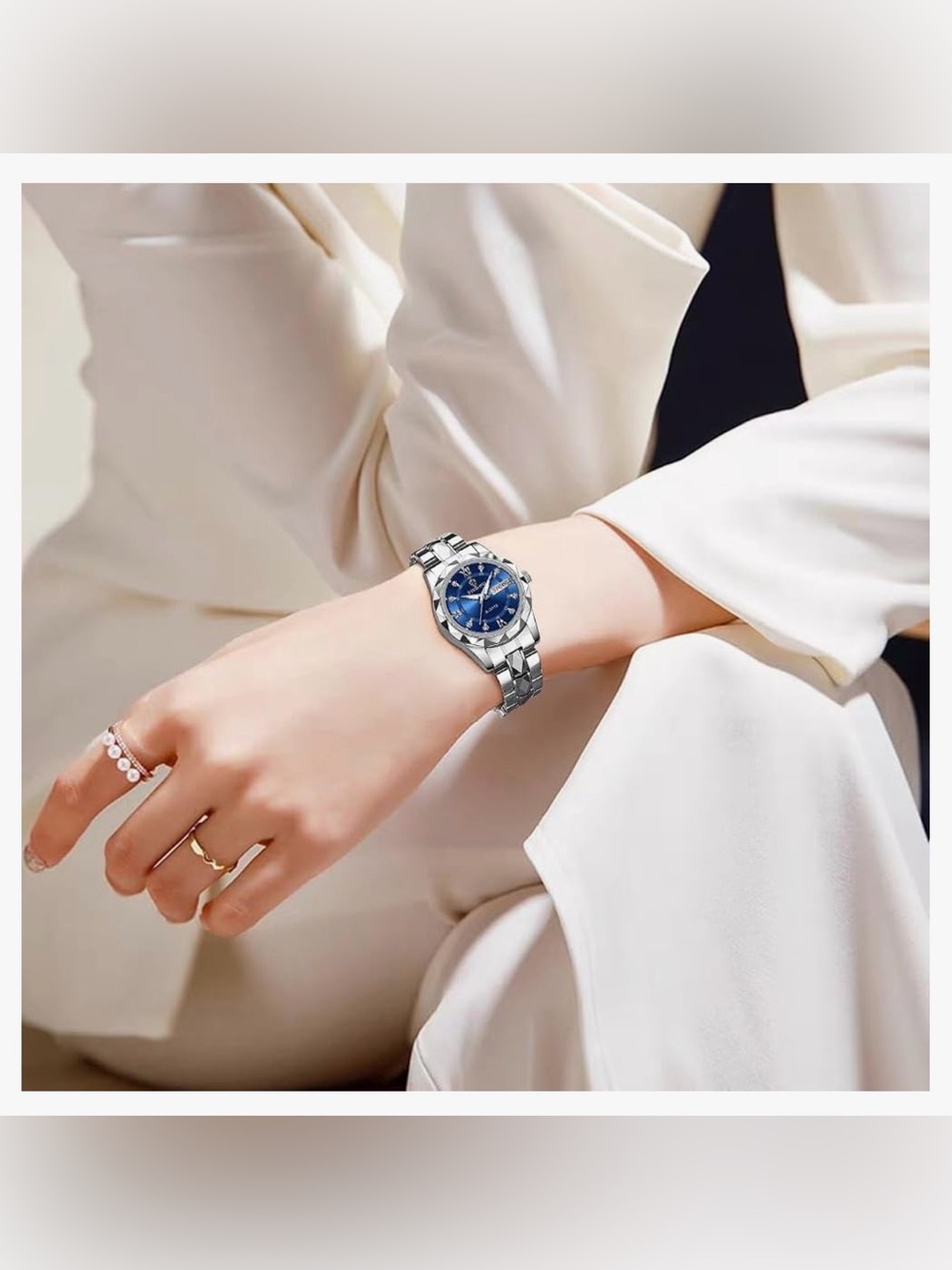 BINBOND Women’s Fashion Stainless Steel Quartz Diamond Luxury Wrist Watch